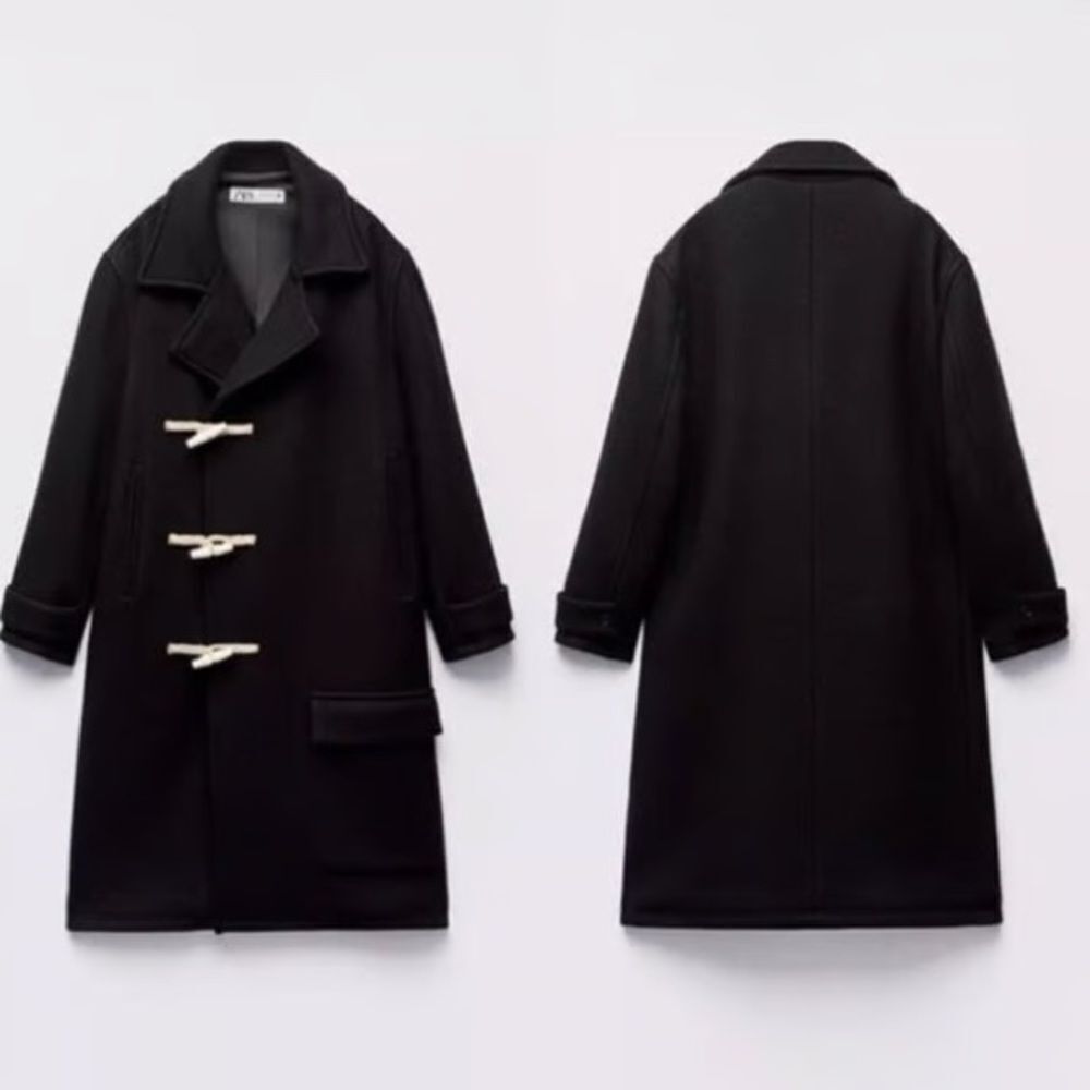 Zara Wool Blend Coat With Toggles New Large